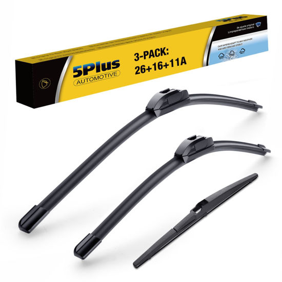 Picture of 3 Wipers 26"/16"/11" Replacement For Hyundai Kona 2023-2018 Accent 2017-2012, Kia Rio 2017-2012 Wiper Blades, 26 Inch+16 Inch Windshield Wiper Blades with 11 Inch Rear Wiper Blade