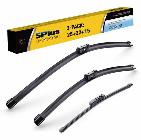Picture of 3 Wipers 25"/22"/15" Replacement For VW Volkswagen Tiguan 2022 2021 2020 2019 2018, 25 Inch+22 Inch Windshield Wiper Blades with 15 Inch Rear Wiper Blade