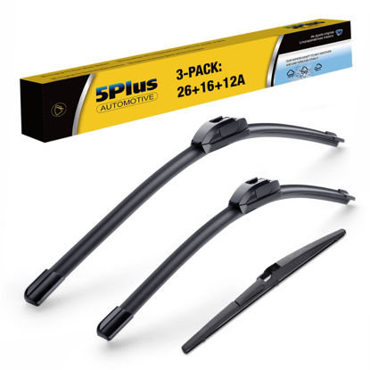 Picture of 3 Wipers 26"/16"/12" Replacement For Toyota RAV4 2022 2021 2020 2019,Mazda 5 2015-2006, 26 Inch+16 Inch Windshield Wiper Blades with 12 Inch Rear Wiper Blade