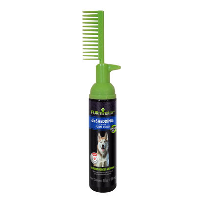 Picture of FURminator Tub-Free Deshedding Foam Comb, 3 Ounces, Grooming Comb for Dogs Helps Freshen Coat and Reduce Odors with No Rinsing