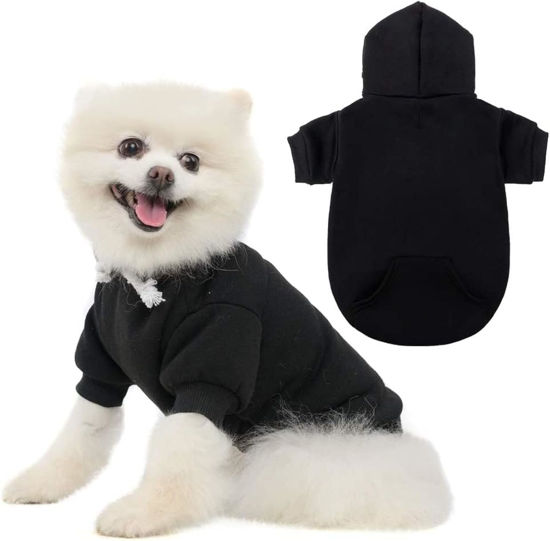 Picture of KOOLTAIL Basic Dog Hoodie - Soft and Warm Dog Hoodie Sweater with Leash Hole and Pocket, Dog Winter Coat, Cold Weather Clothes Sweatshirt for Small Medium Large Dogs Puppy Cat Boys Girls Black M