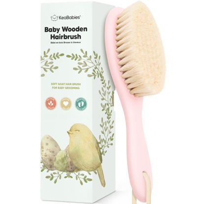 Picture of Baby Hair Brush - Baby Brush with Soft Goat Bristles, Cradle Cap Brush, Perfect Scalp Grooming Product for Infant, Toddler, Kids, Newborns, Baby Girls, Boys (Blush, Oval)