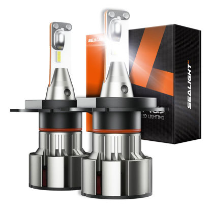 Picture of SEALIGHT 9003/HB2 Light Bulbs, Super Bright Dual Beam 9003 Bulbs, 6000K White Hb2 Bulb with Cooling Fan, Plug-N-Play, 9003 Powersports Accessory Lights or Fog Lights, Pack of 2