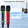 Picture of Bietrun Wireless Microphone, 240FT Rechargeable UHF Metal Dual Cordless Handheld Dynamic Mics with Bluetooth for Karaoke Machine, PA System Speaker, Mixer, Party, Church, Wedding(Red)