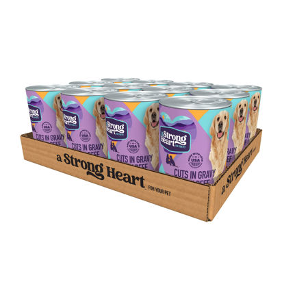 Picture of A Strong Heart Wet Dog Food, Cuts in Gravy with Beef - 13.2 oz Cans (Pack of 12), Made in The USA with Real Beef