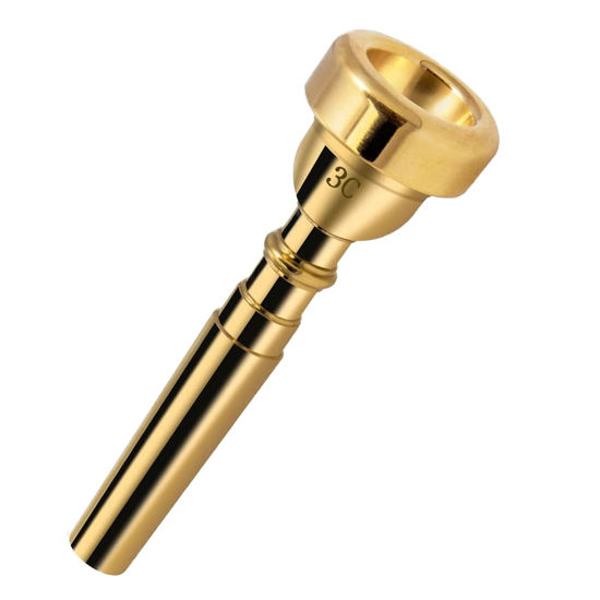 Picture of Cheerock 3C Trumpet Mouthpiece Brass Trumpet Mouthpiece Gold Plated Trumpet Mouthpiece Compatible with Beginners and Professionals Trumpet Accessories