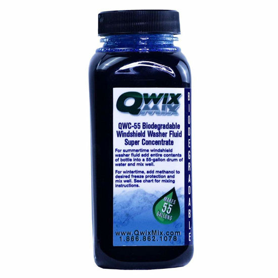 Picture of Qwix Mix Windshield Washer Fluid Concentrate, 1 Bottle Makes 55 Gallons - 100% Biodegradable Grime & Dirt Remover, Superior Commercial Grade Glass Cleaner, Single