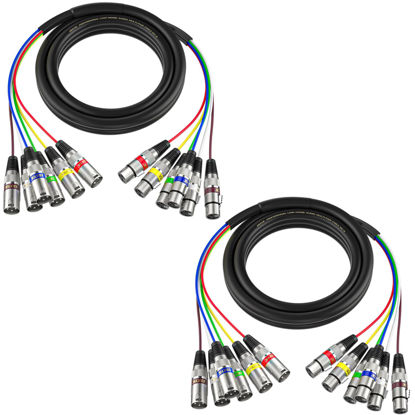Picture of EBXYA 6 Ft XLR Snake Cables 6 Colored, 6-Channel Microphone Patch Cable XLR Male to Female, Recording Snake for Live, Recording, Studios 2 Pack