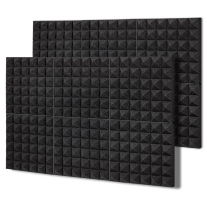 Picture of TroyStudio Thick Acoustic Foam Panels, 12 X 12 X 2 Inches 12 Pcs Pyramid Sound Absorbing Foam, Dense Soundproof Padding Tile, Recording Studio Foam Absorber, Decorative 3D Wall Ceiling Panel