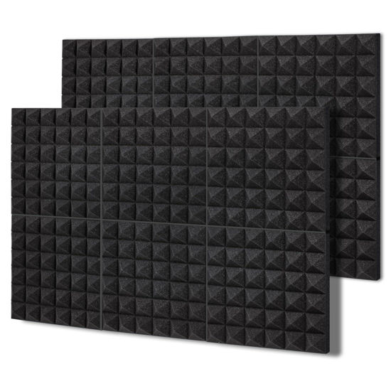 Picture of TroyStudio Thick Acoustic Foam Panels, 12 X 12 X 2 Inches 12 Pcs Pyramid Sound Absorbing Foam, Dense Soundproof Padding Tile, Recording Studio Foam Absorber, Decorative 3D Wall Ceiling Panel