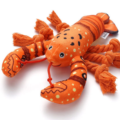 Picture of Sedioso Dog Toys, Dog Plush Toy for Large Breed, Cute Squeaky Dog Toys with Crinkle Paper, Dog Chew Toys for Puppy, Small, Middle, Big Dogs (Lobster)