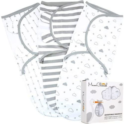 Picture of Mama Cheetah Baby Swaddle Sack 3-6 Month, Organic Cotton Swaddle Sleep Sack, Infant Swaddle Blanket Size Large, Swaddle for Large Babies, Large Swaddle Wrap, Easy Swaddles for Boy Girl, 3-Pack, Grey