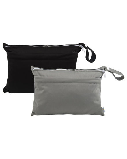 Picture of babygoal Wet Dry Bags for Baby Cloth Diapers, Washable Travel Bags, Beach, Pool, Gym Bag for Swimsuits & Wet Clothes with Two Zippered Pockets 2 Pack Small Size 2LNS01