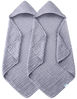 Picture of SWEET DOLPHIN Muslin Hooded Baby Bath Towels - 2 Pack 100% Cotton Towel for Babies, Infants, Toddlers - 32x32Inch - Highly Absorbent and Newborn Essential, Grey