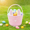 Picture of CubesLand Easter Baskets Easter Bunny Basket Empty Easter Buckets for Kids, Easter Egg Hunt Basket Bags Stable Soft Easter Gifts Basket for Girls Baby Kids Children 9.8 x 7.8 x 7.8" 2-Piece