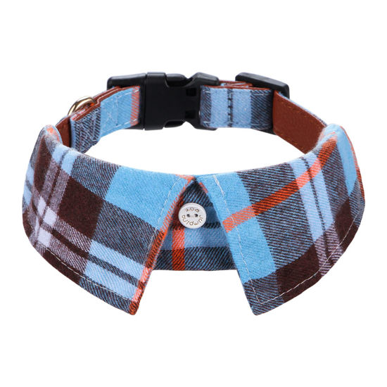 Picture of Faleela Cotton Plaid Shirt Style Dog Collar Soft Cute,Boy Dog Collar with Quick-Release Buckle,Adjustable Bow Tie Collar for Small Medium Large Dogs