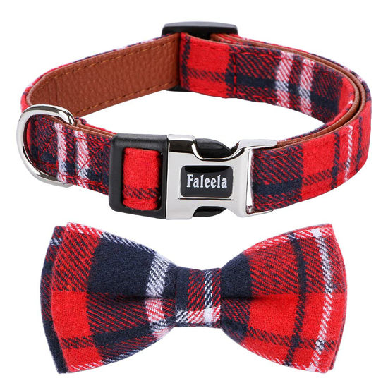 Picture of Faleela Soft &Comfy Bowtie Dog Collar,Detachable and Adjustable Bow Tie Collar,for Small Medium Large Pet (L, Red)
