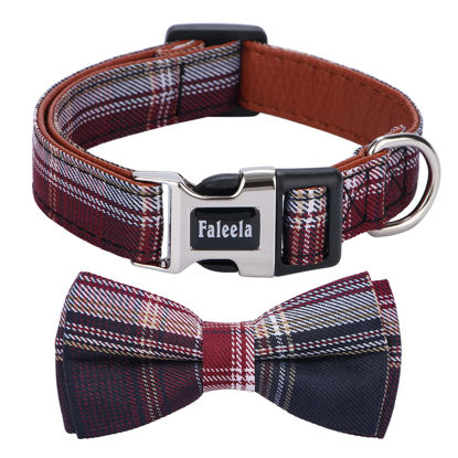 Picture of Faleela Soft &Comfy Bowtie Dog Collar,Detachable and Adjustable Bow Tie Collar,for Small Medium Large Pet (Red and White, Small (Pack of 1))