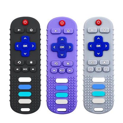 Picture of ERSIHUA 3Pcs Silicone Teething Toys, Remote Control Shape Teethers for Babies Remote Teething Toys, Silicone TV Remote Teether BPA Free/Dishwasher/Refrigerator Safe