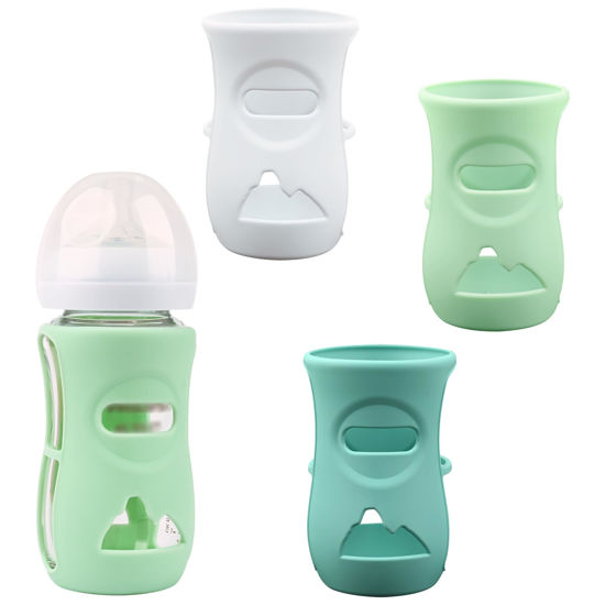 Picture of 3 Pack Silicone Sleeves for Avent Natural Glass Baby Bottles, Anti Breakage Baby Bottle Holder, Compatible Philips Avent Glass Natural Baby Bottle 8 oz, BPA Free
