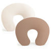 Picture of Konssy 2 Pack Nursing Pillow Covers, Stretchy and Soft Nursing Cover for Breastfeeding Pillows, Pillow Slipcover for Baby Girls Boys Newborn (Beige,Brown)
