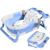 Picture of TPN Collapsible Baby Bathtub for Infants to Toddler with Real-time Temp Monitor+Floating Cushion,Foldable Baby Bath Tub Set Applicable 0-36 Month,Perfect Portable Travel Baby Tub for Newborns Boy