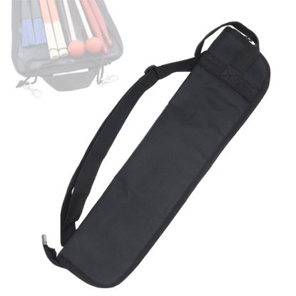 Picture of Cheerock Portable Drum Stick Bag, Small Drumstick Storage Case Bag, Hanging Drumstick Holder Bag, Lasting Drum Sticks Bag with Hooks Inside for Drum Set Mallet and Percussion Sticks