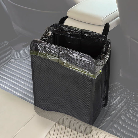 Picture of Ginsco Foldable Car Trash Can Large 3 Gallons, Hanging Car Garbage Can Large Capacity Water-Resistant Car Trash Bag, Leakproof Trash Bag for Car, Car Storage Bag for Camping, Car Interior Accessories