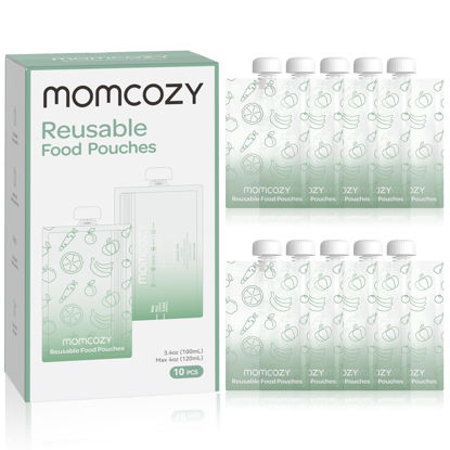 Picture of Momcozy Reusable Baby Food Pouches for Toddlers,BPA Free Plastic,Food Safe,Freezer Safe,Refillable for Applesauce Yogurt & Puree Squeeze Pouch,10 packs,3.4-4oz