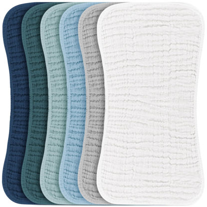 Picture of Konssy Muslin Baby Burp Cloths Sets for Unisex- 6 Pack Large 100% Cotton Burping Clothes for Newborn, Baby Girls and Boys
