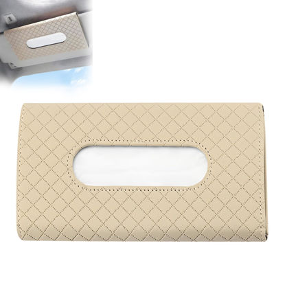 Picture of BIPROS Car Tissue Holder -Tissue Holder in Car with High-End Lotion Tissues,Car Napkin Holder,Napkin Holder for Car,Car Visor Tissue Dispenser,Leather Backseat Tissue Holder - Sun Visor Accessory.