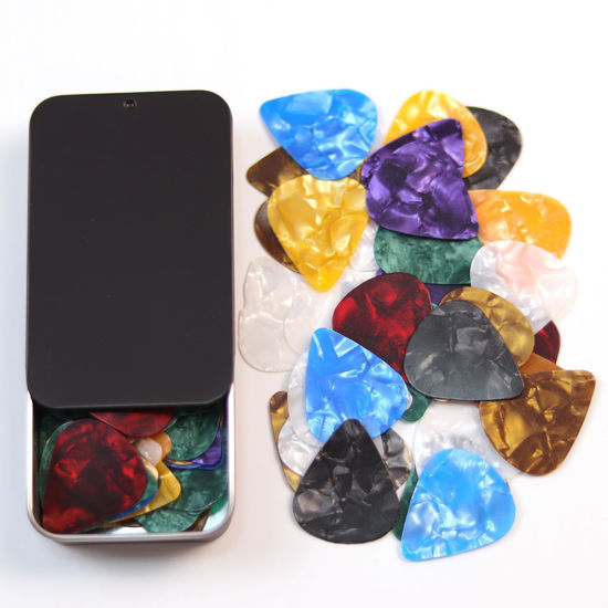 Picture of Medium Guitar Picks with case,48 Pcs Fishkonw Guitar Picks for Acoustic Guitar,Thin,Medium,Heavy Guitar Pic for Bass Guitar