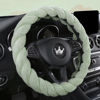Picture of HighnessHwoo Luxury Fluffy Winter Car Steering Wheel Cover for Women Soft Warm Cute Auto Accessories for Jeep, Truck, Van, F150, Universal, Fuzzy, Anti Slip, Green, 15in, Large Size 15.5-16"(39-41cm)