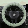 Picture of HighnessHwoo Luxury Fluffy Winter Car Steering Wheel Cover for Women Soft Warm Cute Auto Accessories for Jeep, Truck, Van, F150, Universal, Fuzzy, Anti Slip, Green, 15in, Large Size 15.5-16"(39-41cm)