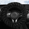 Picture of HighnessHwoo Fuzzy Winter Steering Wheel Covers for Women, Warm Cute Fluffy Car Wheel Cover for F150, Trucks, Jeep, Van, Soft Furry Auto Plush Large Car Handle Cover for Cold Weather, 15-16in, Black