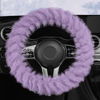 Picture of HighnessHwoo Fuzzy Winter Steering Wheel Cover for Women, Warm Cute Fluffy Car Wheel Cover for Sedan, SUV, Soft Furry Girly Auto Accessories, Plush Car Handle Cover for Cold Weather, 14-15in, Purple