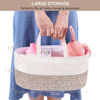 Picture of ABenkle Baby Diaper Caddy, Nursery Storage Bin and Car Organizer for Diapers Wipes, Cotton Rope Basket Changing Table Caddy
