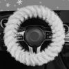 Picture of HighnessHwoo Fuzzy Winter Steering Wheel Covers for Women, Warm Cute Fluffy Car Wheel Cover for F150, Trucks, Jeep, Van, Soft Furry Auto Plush Large Car Handle Cover for Cold Weather, 15-16in, White