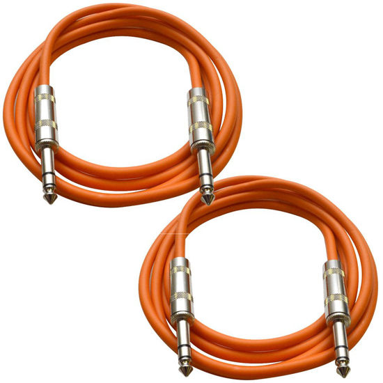 Picture of Seismic Audio - SATRX-6-2 Pack of 6' 1/4" TRS Male to 1/4" TRS Male Patch Cables - Balanced - 6 Foot Patch Cord - Orange and Orange