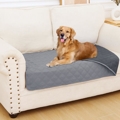 Picture of Smiry Waterproof Dog Blanket, Reversible Dog Bed Cover Pet Blanket, Soft Pet Couch Covers for Sofa Washable, Bed Couch Sofa Furniture Protector for Puppy Cat Kids (30"x53", Grey/Dark Grey)