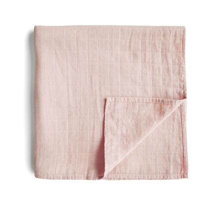 Picture of mushie Muslin Baby Swaddle Blanket | 100% Organic Cotton (Rose Vanilla)