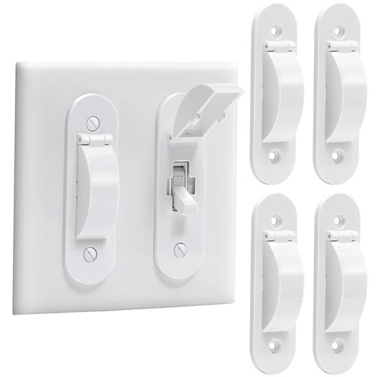 Picture of Wall Switch Guard, Child Proof Light Switch Cover Guard | Toggle Style | Light Switch Protection | Keep Toggle Switch in On or Off Position | 4 Pack, White
