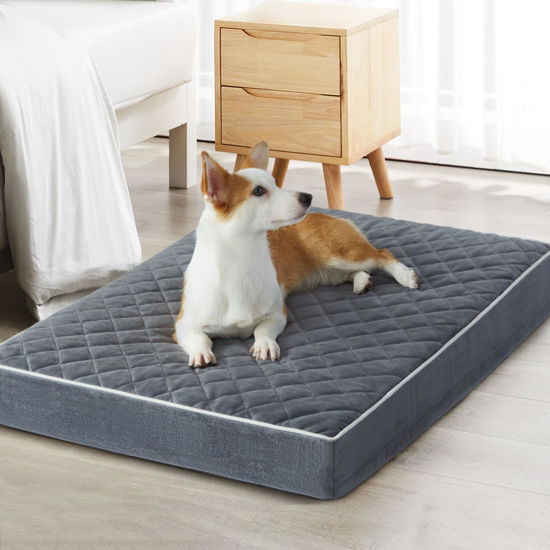 Picture of WNPETHOME Orthopedic Dog Beds for Large Dogs, Extra Large Waterproof Dog Bed with Removable Washable Cover & Anti-Slip Bottom, Egg Crate Foam Pet Bed Mat, Multi-Needle Quilting XL Dog Crate Bed