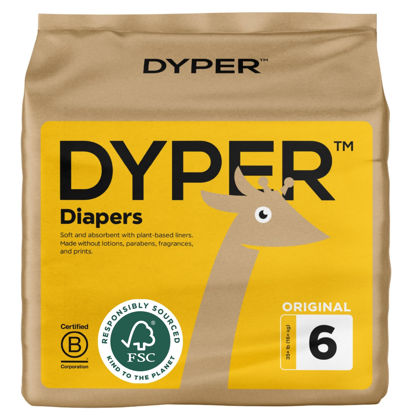 Picture of DYPER Baby Diapers Size 6 | Honest Ingredients | Cloth Alternative | Day & Overnight | Made with Plant-Based* Materials | Hypoallergenic