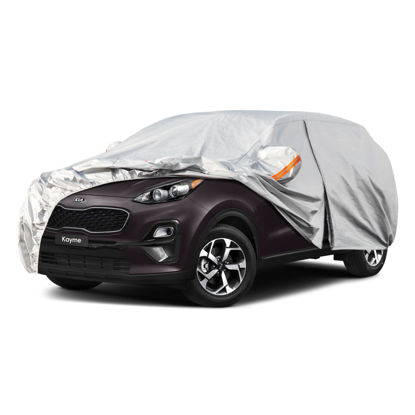 Picture of Kayme 6 Layers SUV Car Cover Custom Fit for Kia Sportage（1994-2025） Waterproof All Weather for Automobiles, Outdoor Full Cover Rain Sun UV Protection.Silver