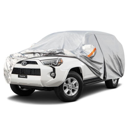 Picture of Kayme 6 Layers SUV Car Cover Custom Fit for Toyota 4Runner（2002-2024） Waterproof All Weather for Automobiles, Outdoor Full Cover Rain Sun UV Protection.Silver