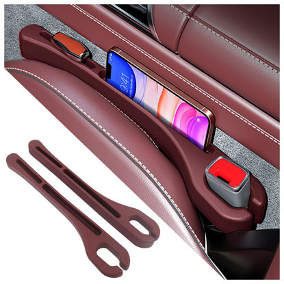Picture of SSNNUU 2PCS Car Seat Gap Filler Organizer with Phone Holder,[Upgrade Version] Car Seat Gap Organizer for Prevent Falling,Essential Car Accessories Car Side Seat Gap Filler (Red)