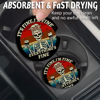 Picture of Car Coasters for Cup Holders，Car Cup Holder Coasters, 2 Pack Cup Holder Coasters for Car, Anti Slip Rubber Car Cup Mat with A Finger Notch,Funny Car Interior Accessories for Women 2.75" Skeleton Skull