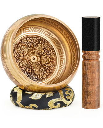 Picture of Hihealer Tibetan Singing Bowls, Meditation Sound Bowls Handcrafted in Nepal for Yoga, Chakra Healing, Mindfulness Self Care Spiritual Gifts for Women and Men (Black, 4.5 inch)