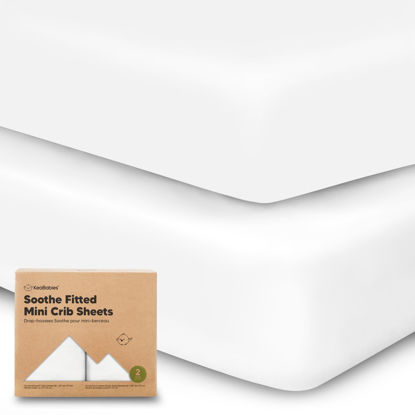 Picture of 2-Pack Mini Crib Sheets Fitted, Pack and Play Sheets - Organic Cotton Pack N Play Sheets for Pack and Play Mattress, Playard Baby Crib Sheets, Jersey Crib Sheets Neutral for Boys,Girls (Soft White)